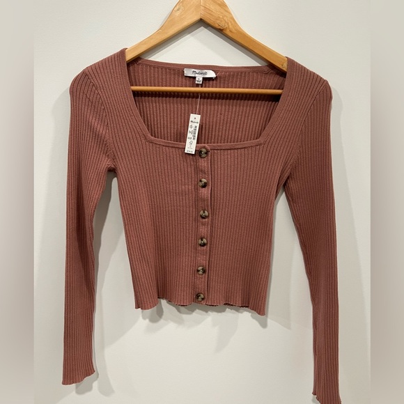 Madewell Rosseau Square-Neck Crop Cardigan Top size small - Picture 3 of 5